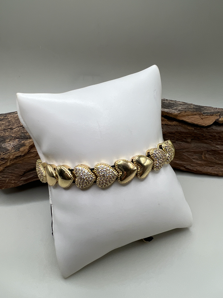 Pulsera Artesnal Corazones Dorados 