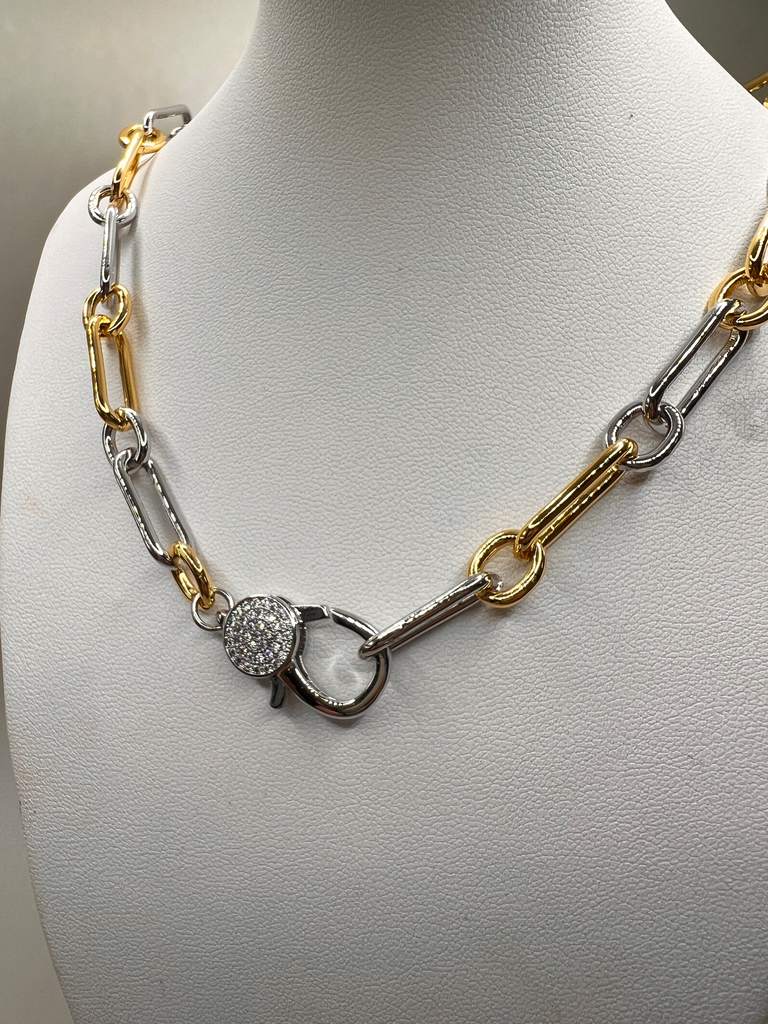 Cadena Bicolor gruesa Broche Plateado 