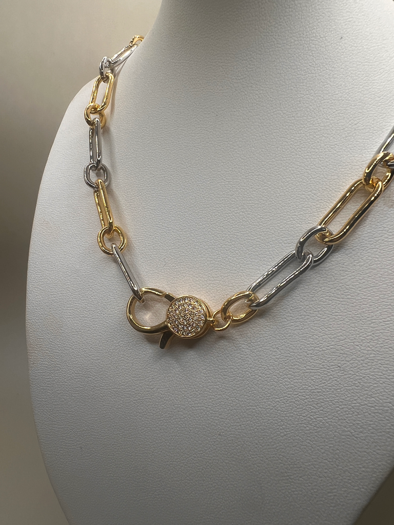 Cadena Bicolor gruesa Broche Dorado