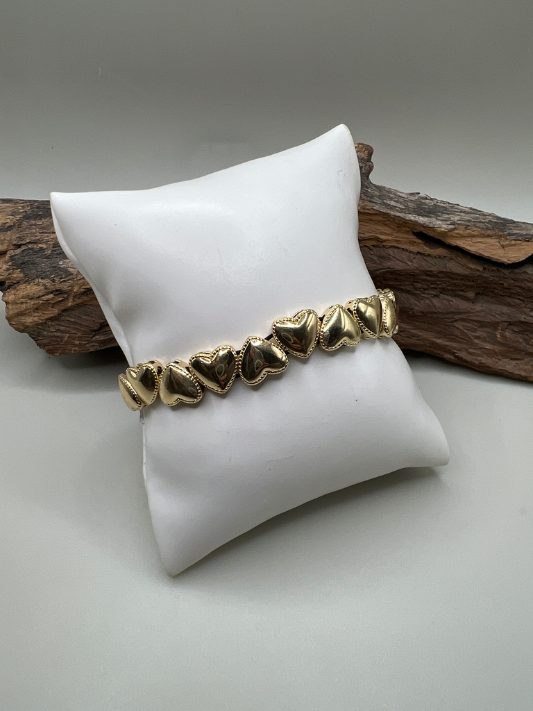 Pulsera Negra Corazones 