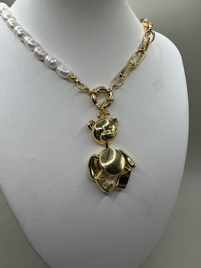 Cadena Perlas y Oso (XL)