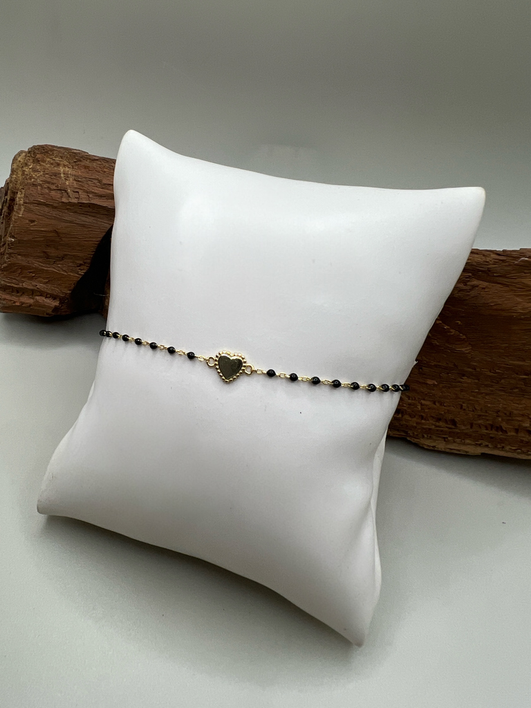 Pulsera Negra Corazón  