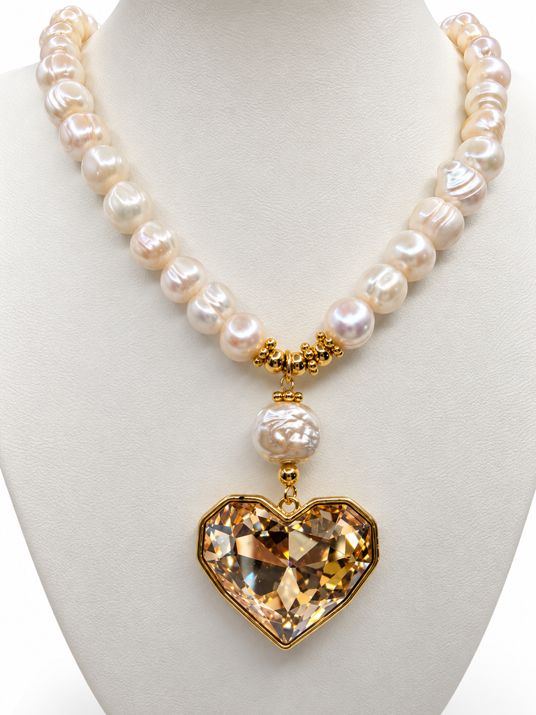 Cadena Corazón Cristal Amarillo