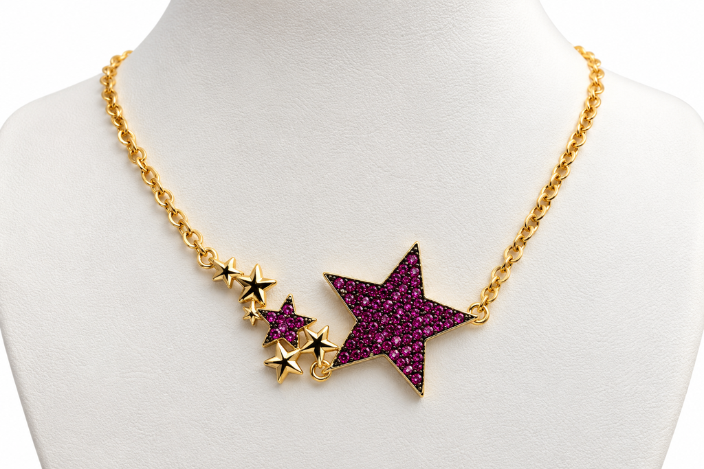 Cadena Estrella Inox Fuscia 