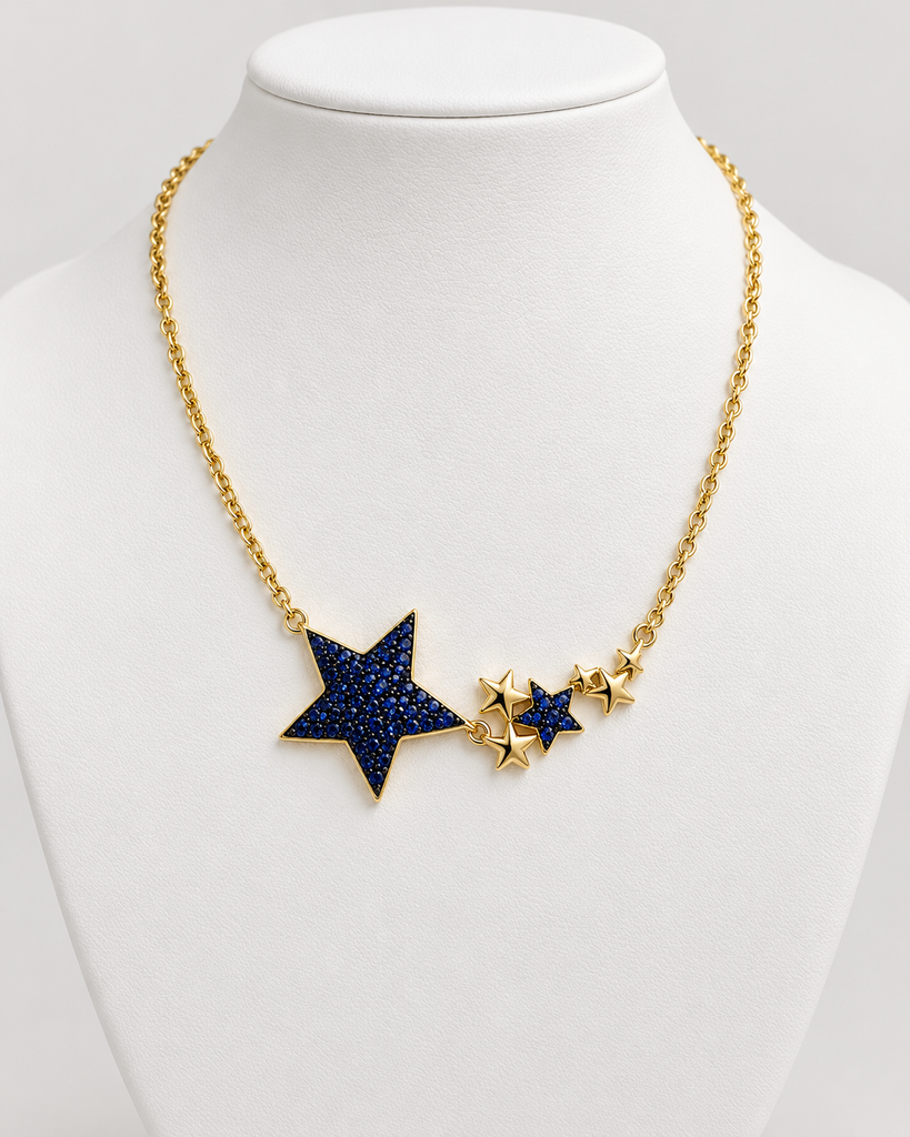 Cadena Estrella Inox Azul 