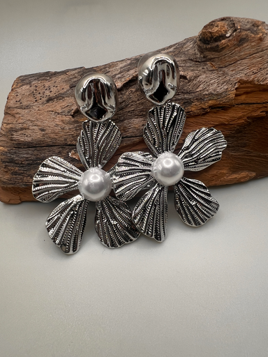 [D. 294] Aros Fiesta Flor Plateado 