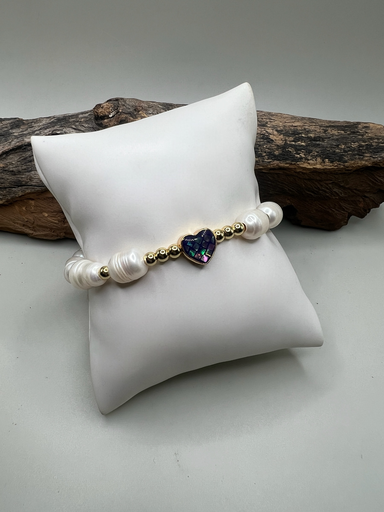 [D. 338] Pulsera Corazón & Perlas 