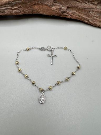 [D. 353] Pulsera Virgen- Cruz  Plata 