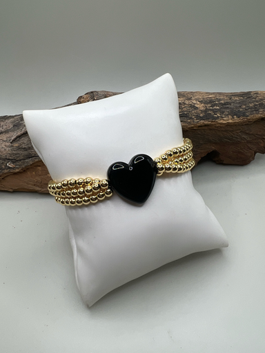 [D. 416] Pulsera Artesanal Corazón Negro 