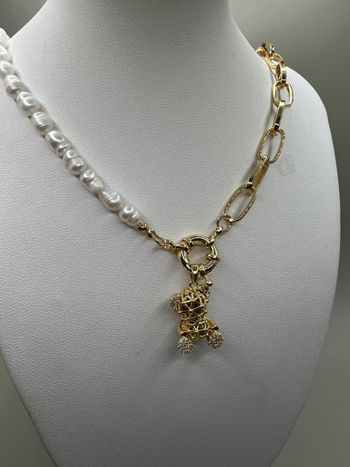 [D. 425] Cadena Perlas y Oso 