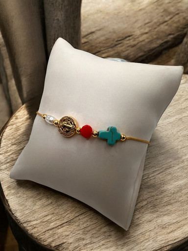 [D. 455] Pulsera San Benito Cruz Turquesa 