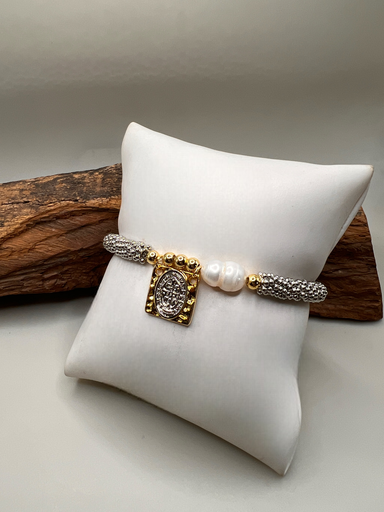 [D-103] Pulsera San Benito Plateada