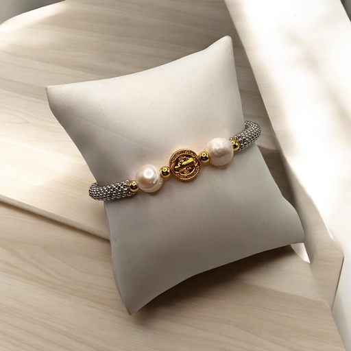 [D-103] Pulsera San Benito Plateada
