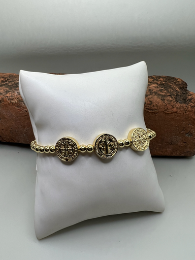 [D. 158] Pulsera San Benito Dorado 